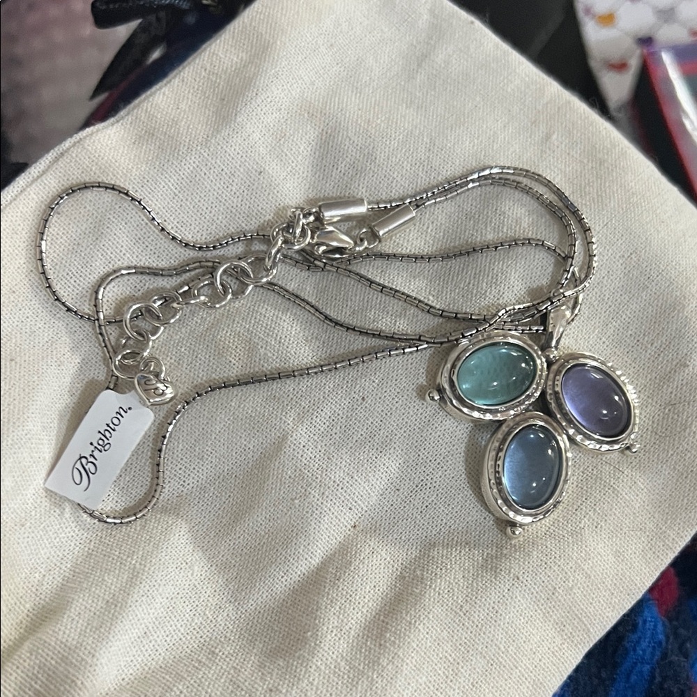 Brighton Silver Necklace with Purple, Blue, and Green Stones